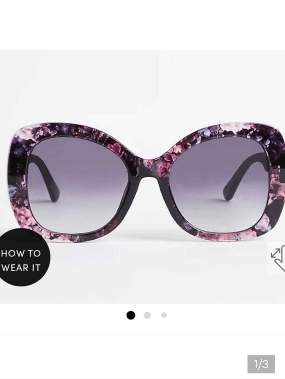 🆕️💜DARK PURPLE FLORAL OVERSIZED SUNGLASSES - SMOKED LENSE💜